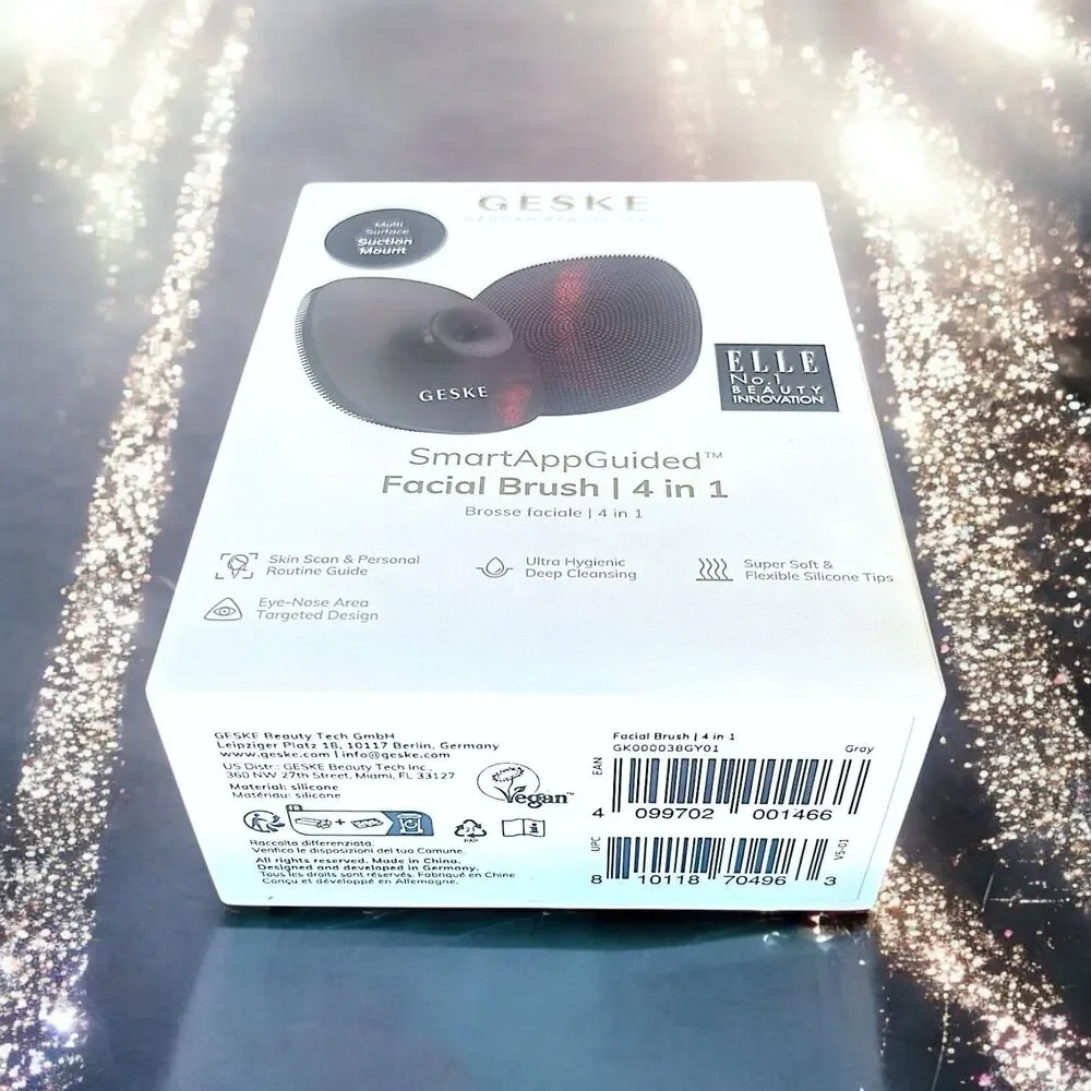 GESKE Facial Brush SmartAppGuided 4 in 1 Facial Brush in Gray  Brand New in Box